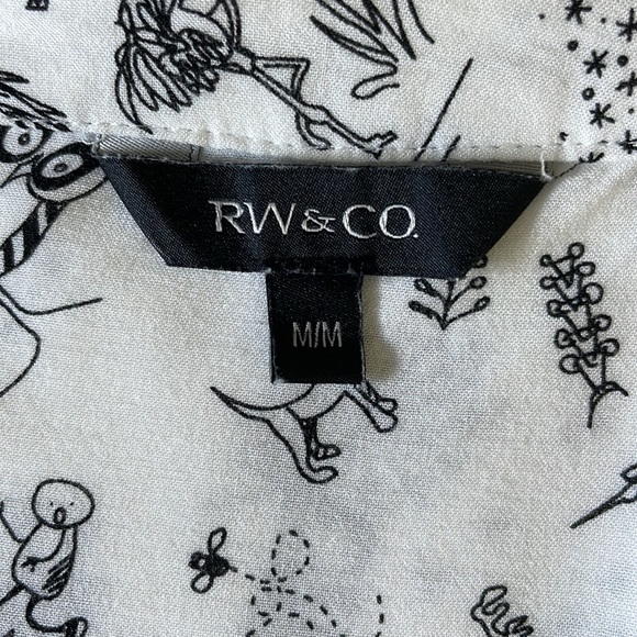 RW&CO Blouse Top White with black love motif print Size M - Picture 10 of 16